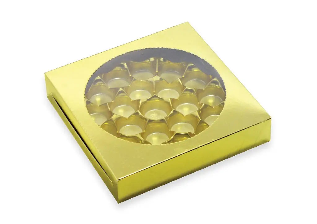 FOLDING BOX - MODAK BOX - LADDOO BOX - CHOCOLATE BOX - 21 PIECE MODAK GOLDEN BOX WITH CAVITY (PK - 50)