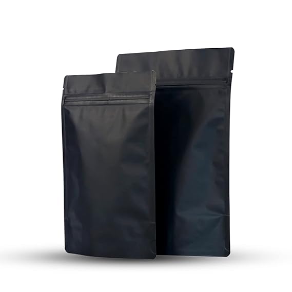 LAMINATED STAND-UP POUCH WITH ZIPPER - MATT FINISH BLACK COLOR