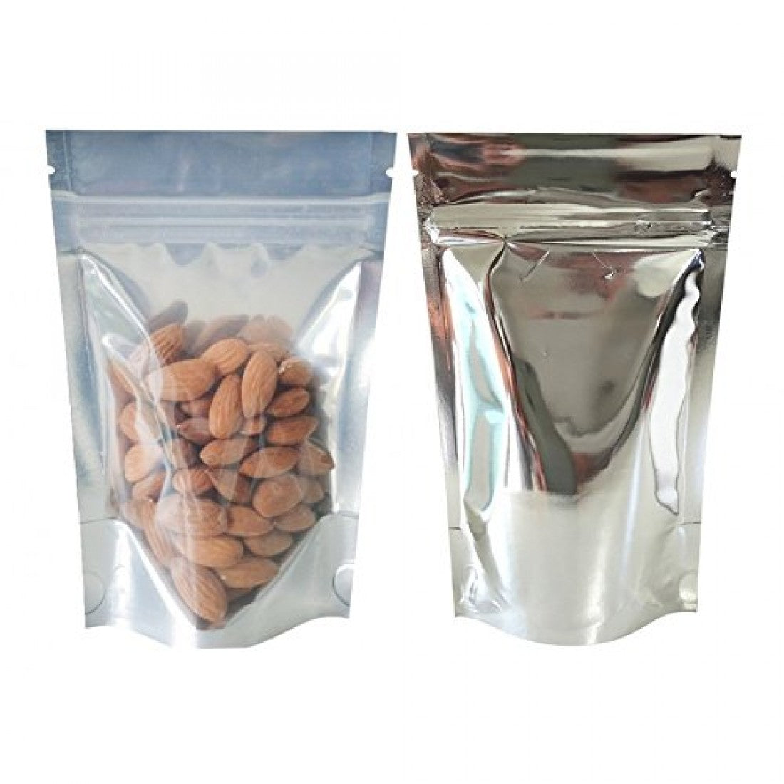 LAMINATED STANDUP POUCH - ONE SIDE TRANSPARENT AND ONE SIDE METALLIC OR ALUMINIUM - 110 MICRON