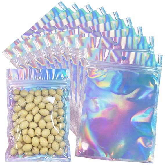 TRANSLUCENT HOLOGRAPHIC ZIP LOCK 3 SIDE SEAL POUCH - 60 MICRON