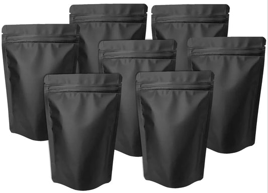 LAMINATED STAND-UP POUCH WITH ZIPPER - MATT FINISH BLACK COLOR