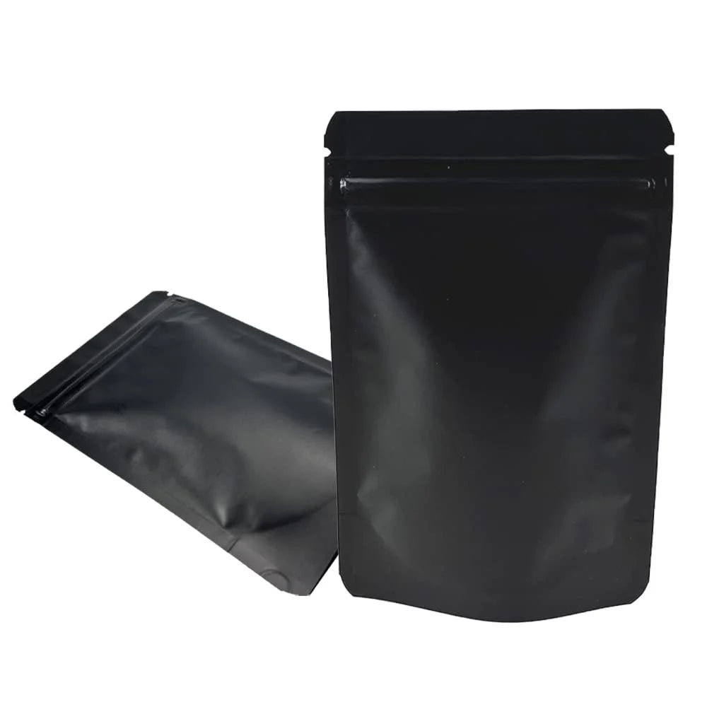 LAMINATED STAND-UP POUCH WITH ZIPPER - MATT FINISH BLACK COLOR