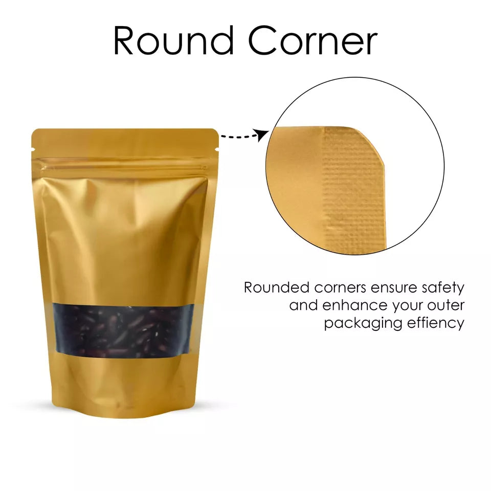 LAMINATED STAND-UP POUCH WITH ZIPPER - MATT FINISH GOLDEN COLOR